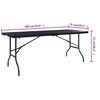 vidaXL Folding Garden Table Black 180x75x72 cm HDPE Imitation Rattan