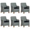 vidaXL 7 Piece Outdoor Dining Set with Cushions Poly Rattan Light Grey