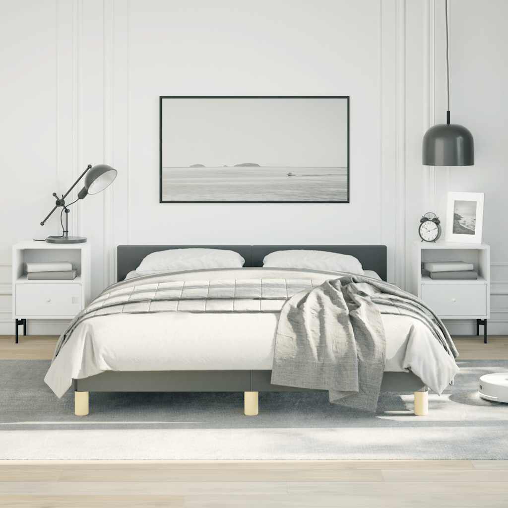 vidaXL Bed Frame without Mattress Dark Grey Double Fabric