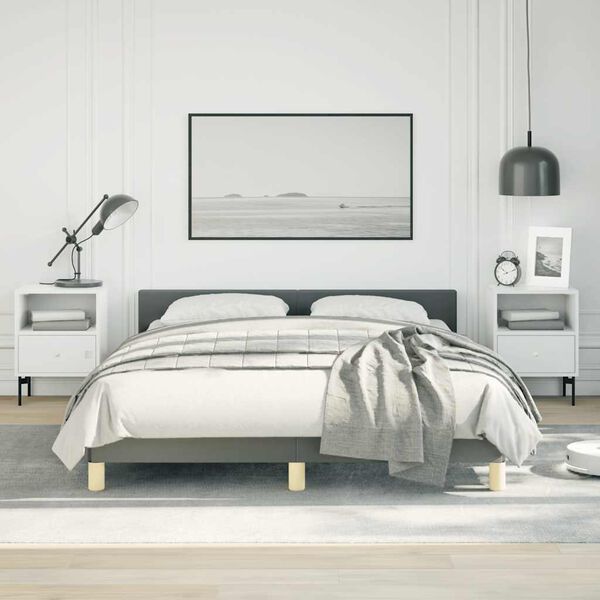 vidaXL Bed Frame without Mattress Dark Grey Double Fabric