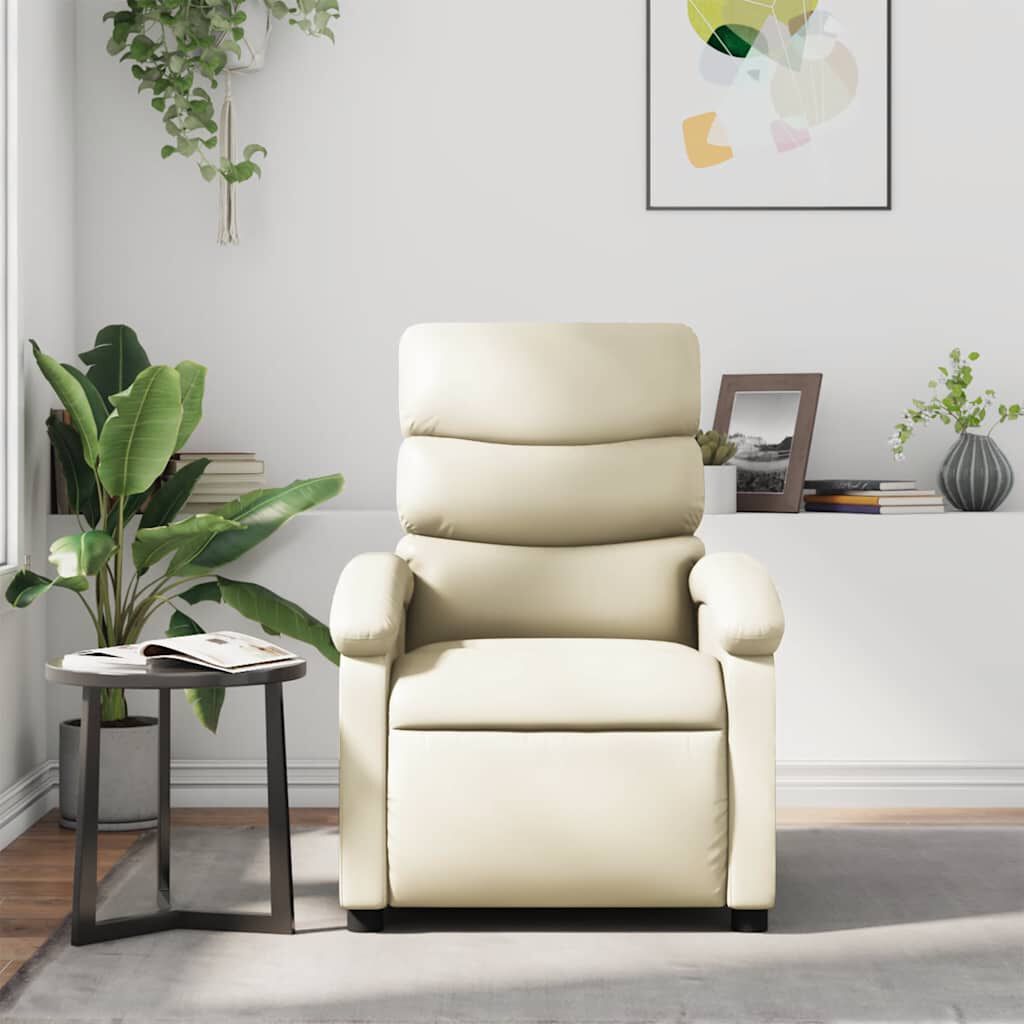 vidaXL Recliner Chair Cream Faux Leather