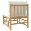 vidaXL Garden Middle Sofa with Cream White Cushions Bamboo