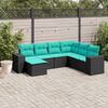 vidaXL 7 Piece Garden Sofa Set with Cushions Black Poly Rattan