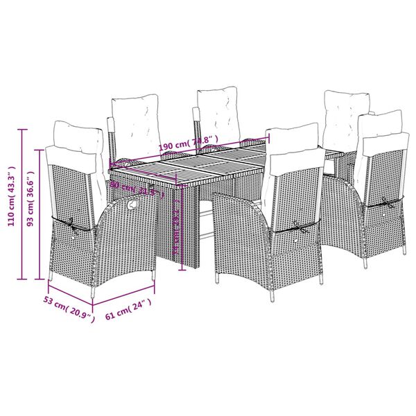 vidaXL 9 Piece Garden Dining Set with Cushions Black Poly Rattan