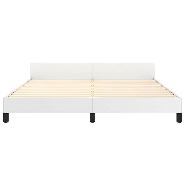 vidaXL Bed Frame without Mattress White Queen Faux Leather