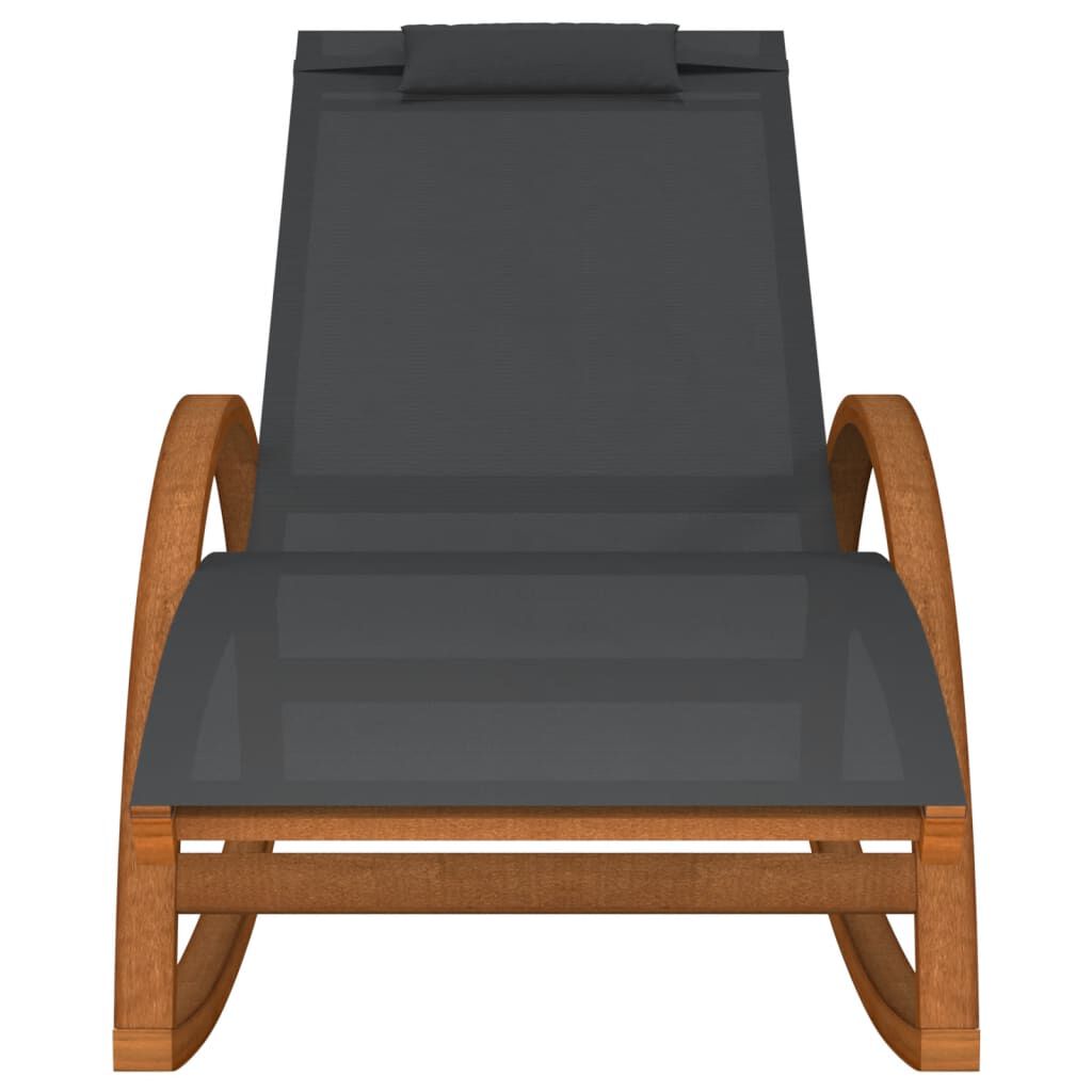 vidaXL Rocking Chair Grey Textilene and Solid Wood Poplar