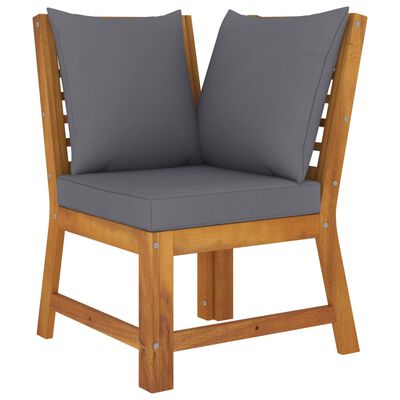 vidaXL 3 Piece Garden Lounge Set with Dark Grey Cushion Solid Acacia Wood