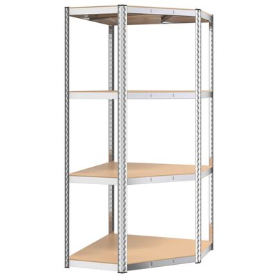 vidaXL 4-Layer Corner Shelf Silver Steel&Engineered Wood