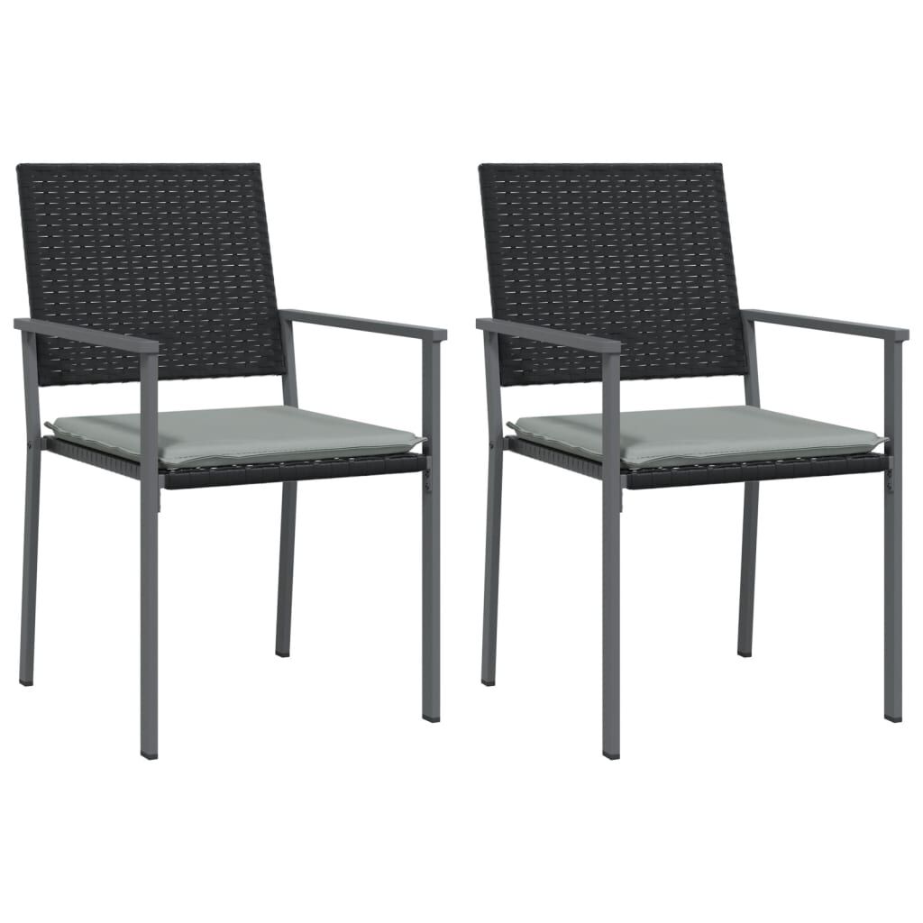 vidaXL 3 Piece Garden Dining Set with Cushions Poly Rattan and Steel