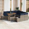 vidaXL Garden Dining Set with Cushion 9 pcs Grey and Navy