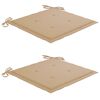 vidaXL Garden Chairs 2 pcs with Beige Cushions Solid Teak Wood