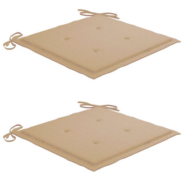 vidaXL Garden Chairs 2 pcs with Beige Cushions Solid Teak Wood