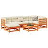vidaXL 7 Piece Garden Sofa Set with Cushions Wax Brown Solid Wood Pine