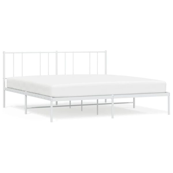 vidaXL Metal Bed Frame without Mattress with Headboard White 193x203cm