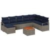 vidaXL Garden Sofa Set with Cushion 9 pcs Grey Poly rattan