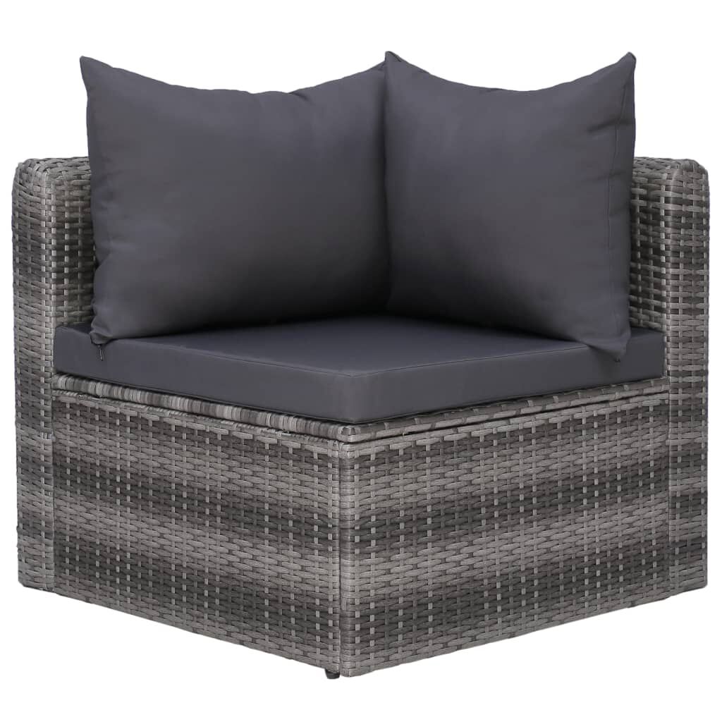 vidaXL 7 Piece Garden Lounge Set with Cushions Poly Rattan Grey