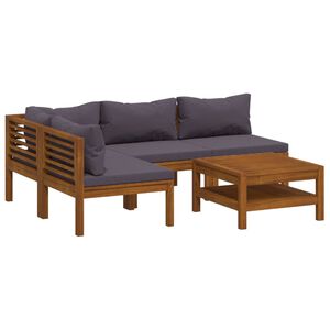 vidaXL 5 Piece Garden Lounge Set with Cushion Solid Acacia Wood