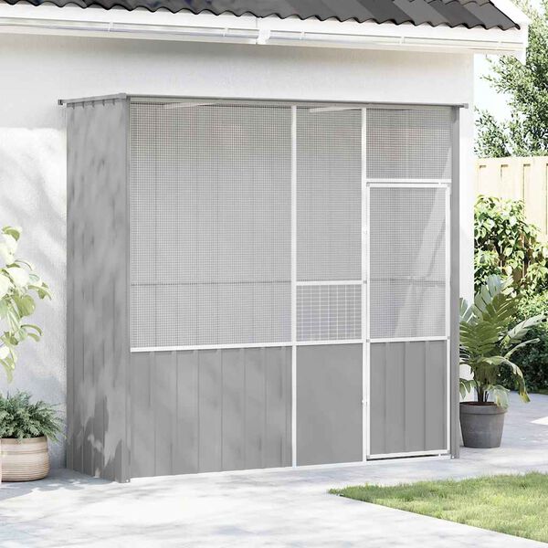 vidaXL Bird Cage Grey 215x78x200 cm Galvanised Steel