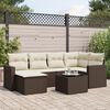 vidaXL 7 Piece Garden Sofa Set with Cushions Brown Poly Rattan