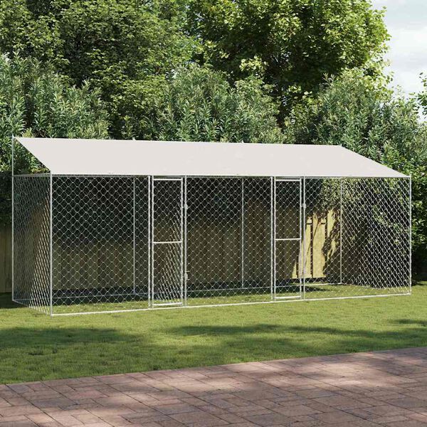 vidaXL Dog Cage Silver 600 x 200 x 256 cm Galvanised Steel