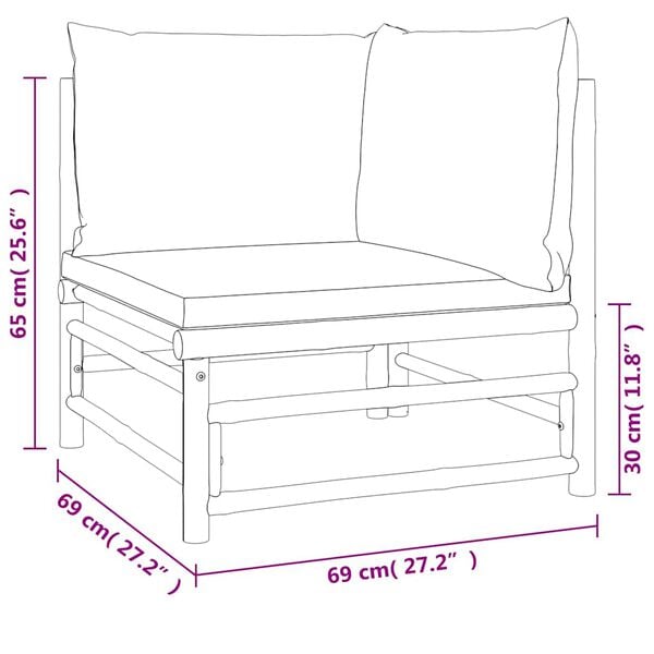 vidaXL Garden Corner Sofa with Taupe Cushions Bamboo