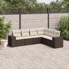 vidaXL 6 Piece Garden Sofa Set with Cushions Brown Poly Rattan