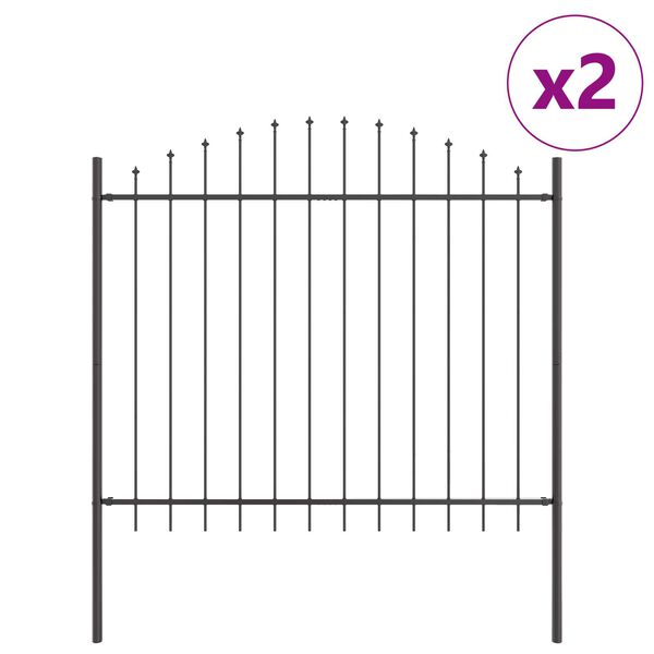 vidaXL Garden Fence 2 pcs Grey 170 x 190 cm Powder-Coated Steel