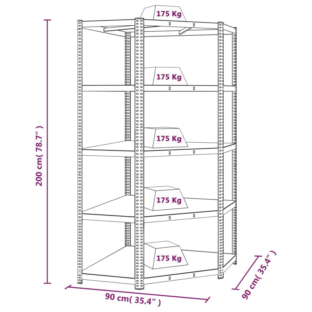 vidaXL 5-Layer Shelves 2 pcs Silver Steel&Engineered Wood