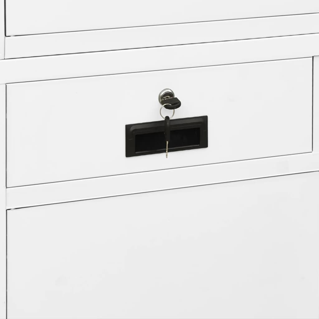 vidaXL Office Cabinet White 90x40x180 cm Steel and Tempered Glass
