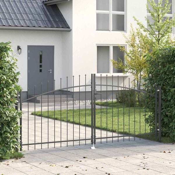 vidaXL Garden Gate with Lock Grey 125 x 300 cm Steel