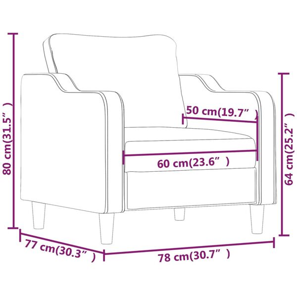 vidaXL Sofa Chair Black 60 cm Fabric
