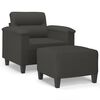 vidaXL Sofa Chair with Footstool Dark Grey 60 cm Microfibre Fabric