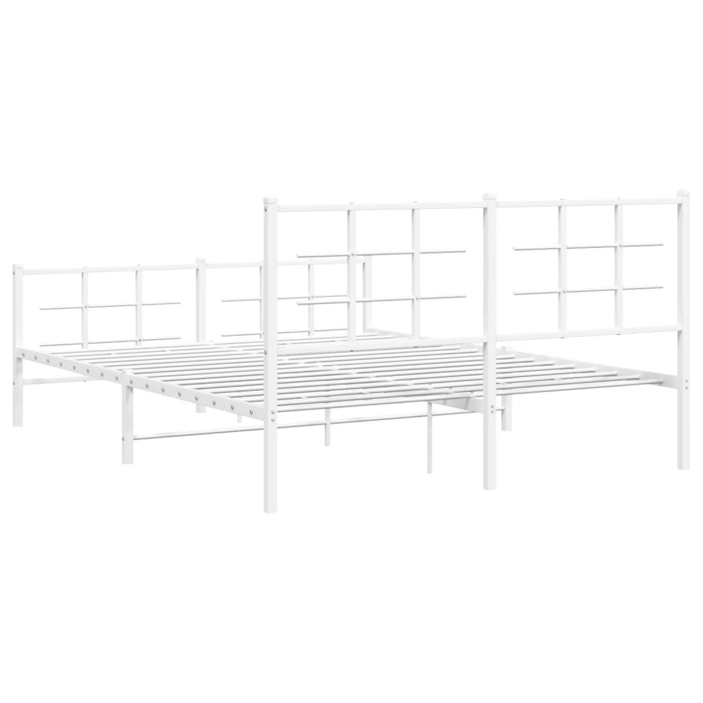 vidaXL Metal Bed Frame without Mattress with Footboard White 150x200cm