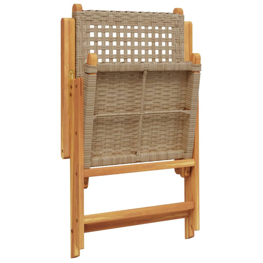 vidaXL Garden Chairs 2 pcs Beige Solid Wood Acacia and Poly Rattan
