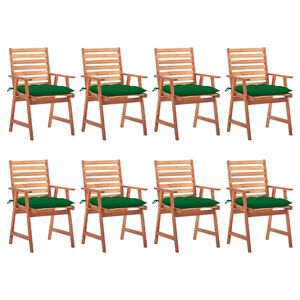 vidaXL Outdoor Dining Chairs 8 pcs with Cushions Solid Acacia Wood