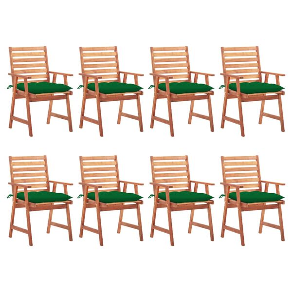 vidaXL Outdoor Dining Chairs 8 pcs with Cushions Solid Acacia Wood