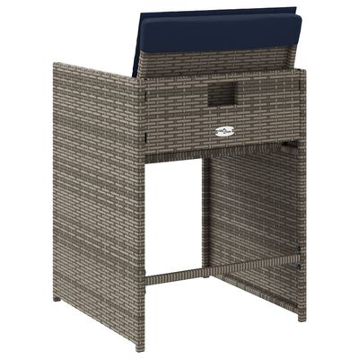 vidaXL Garden Chairs with Cushions 4 pcs Grey Poly Rattan