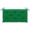 vidaXL Garden Bench with Green Cushion 112 cm Solid Teak Wood