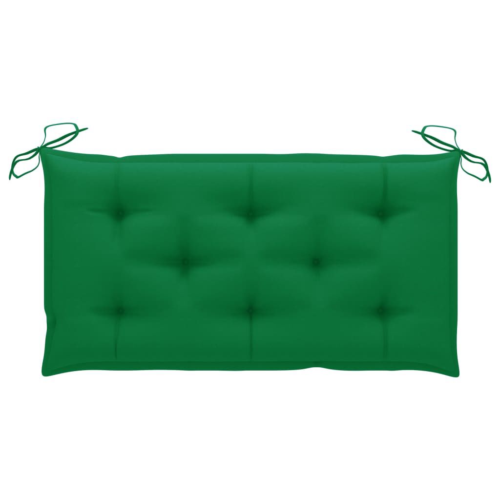 vidaXL Garden Bench with Green Cushion 112 cm Solid Teak Wood