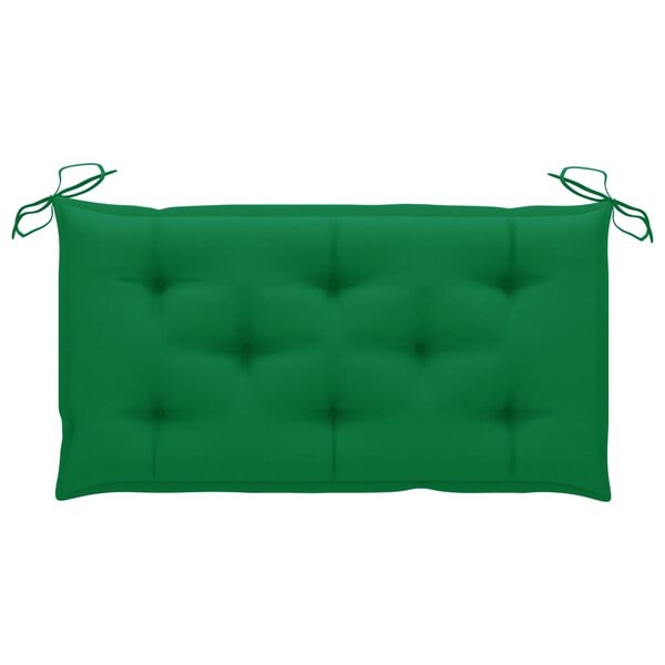 vidaXL Garden Bench with Green Cushion 112 cm Solid Teak Wood