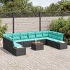vidaXL Garden Sofa Set with Cushion 11 pcs Black Poly rattan