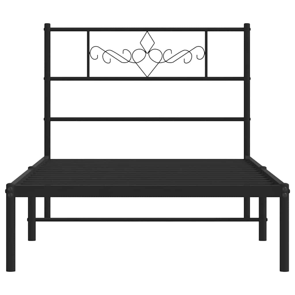 vidaXL Metal Bed Frame without Mattress with Headboard Black 100x200cm