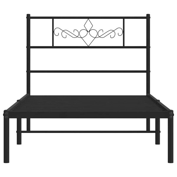 vidaXL Metal Bed Frame without Mattress with Headboard Black 100x200cm