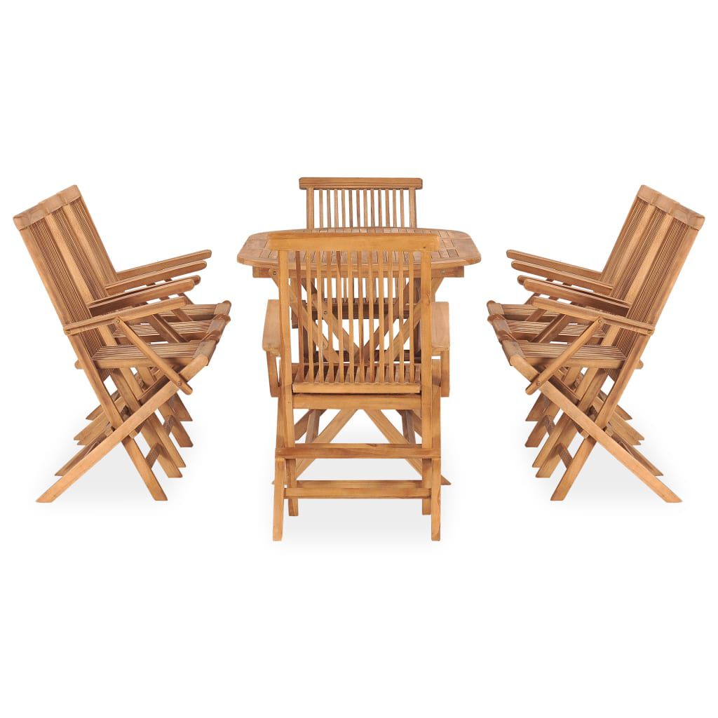 vidaXL 9 Piece Folding Outdoor Dining Set Solid Teak Wood