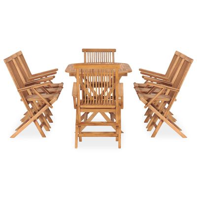 vidaXL 9 Piece Folding Outdoor Dining Set Solid Teak Wood