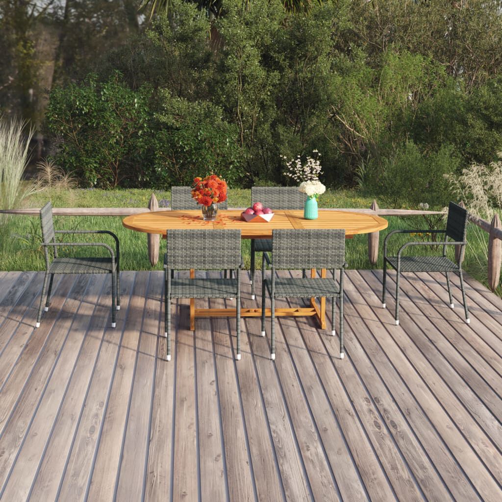 vidaXL 7 Piece Garden Dining Set Poly Rattan Anthracite