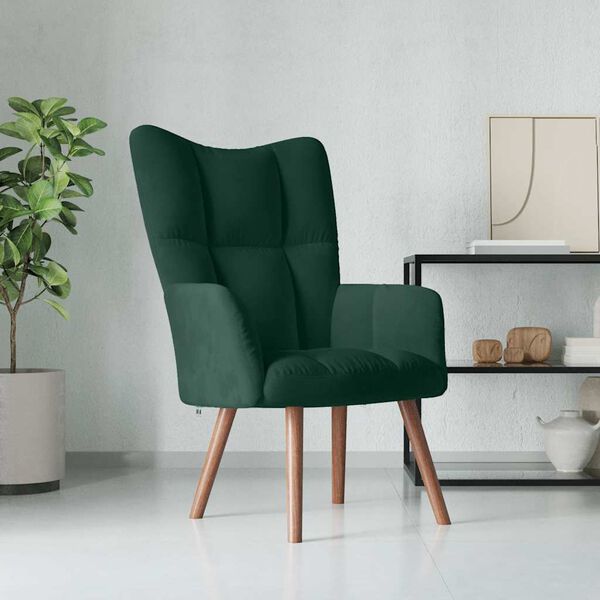 vidaXL Relaxing Chair Dark Green Velvet