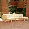 vidaXL 5 Piece Garden Lounge Set with Cream Cushions Pinewood
