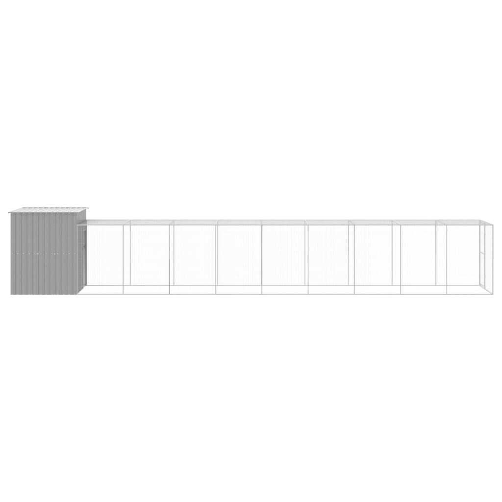 vidaXL Chicken Cage with Run Light Grey 165x1067x181 cm Galvanised Steel