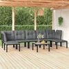 vidaXL 8 Piece Garden Lounge Set Black and Grey Poly Rattan